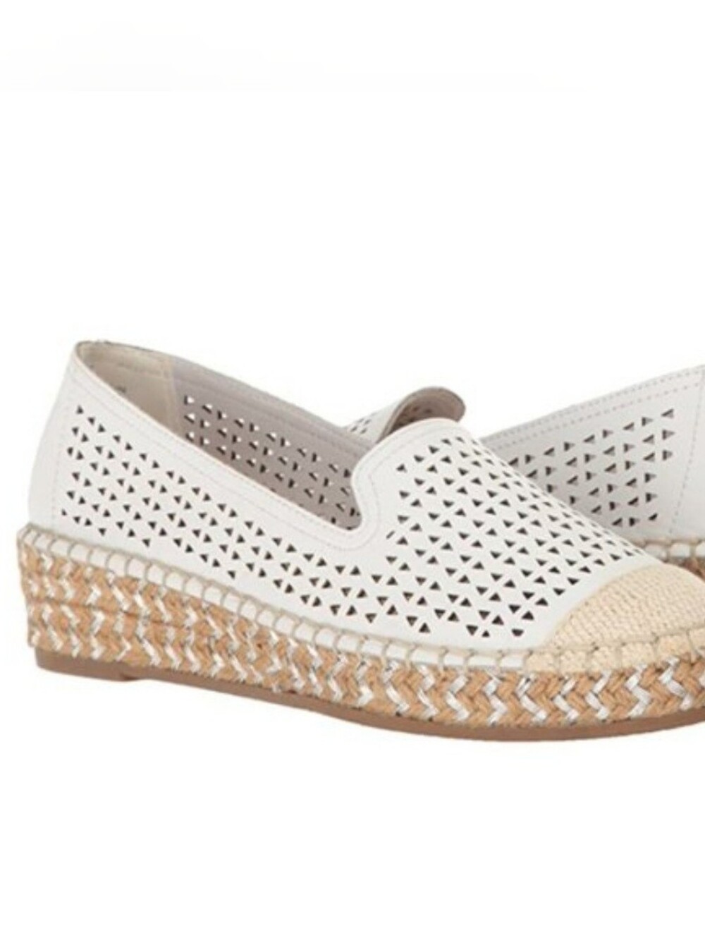 Bella Vita White Perforated Leather Channing Espadrille Loafers Size 8.5WW